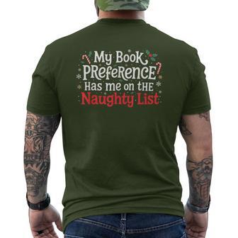 My Book Preference Naughty List Readers Christmas Joke Men's T-shirt Back Print - Thegiftio UK