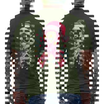 Breast Cancer Awareness Christmas Lights Pink Ribbon Men's T-shirt Back Print - Thegiftio