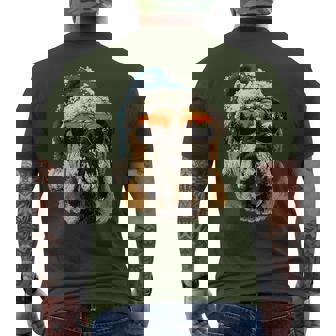 British Bulldog With Sunglasses Santa Hat Christmas Dog Men's T-shirt Back Print - Monsterry