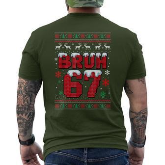 Bruh 67 Six Seven Meme Alpha Slang Christmas Pajamas Men's T-shirt Back Print - Thegiftio UK