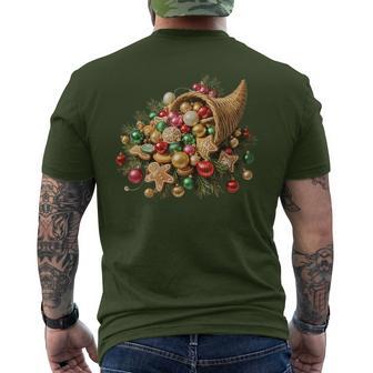 Candy Canes Ginger Bread Christmas And A Cornucopia Men's T-shirt Back Print - Monsterry