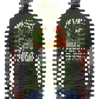 Capybara Most Likely To Drink All The Pitorro Xmas Men's T-shirt Back Print | Mazezy