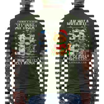 Cat Merry Christmas Happy Hanukkah Men's T-shirt Back Print | Mazezy