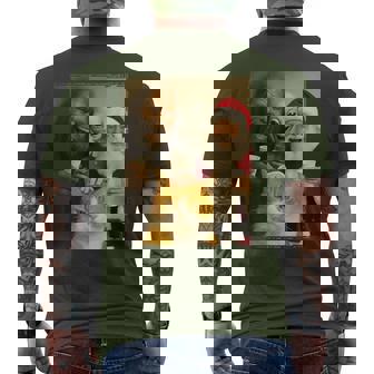 Cat Selfie With Bigfoot Alien & Santa Christmas Men's T-shirt Back Print - Monsterry