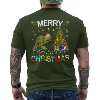 Chameleon Merry Christmas Chameleons Lover Xmas Men's T-shirt Back Print - Thegiftio UK