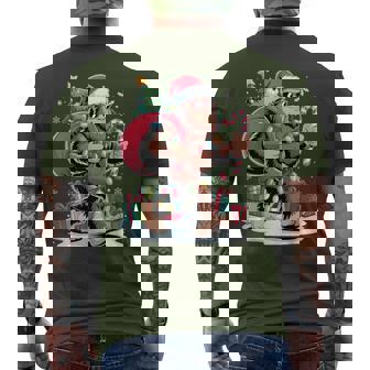 Christmas Bigfoot Santa Christmas Tree Lights Xmas Sasquatch Men's T-shirt Back Print - Thegiftio