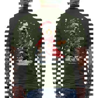 Christmas Dachshund Playing Guitar Musician Wiener Dog Men's T-shirt Back Print - Thegiftio