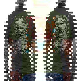 Christmas Golden Retriever Dog With Santa Hat Cocoa Cookies Men's T-shirt Back Print | Mazezy