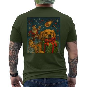 Christmas Golden Retriever Dog Selfie & Santa Men's T-shirt Back Print - Thegiftio UK