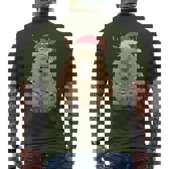 Christmas Lights Capybara Reindeer Cute Capybara Santa Xmas Men's T-shirt Back Print - Monsterry