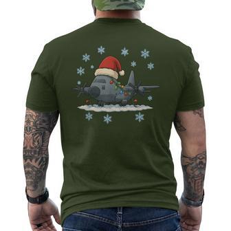 Christmas Lights Wrapped On Cute C-130 Herc Airplane Lover Men's T-shirt Back Print - Thegiftio UK