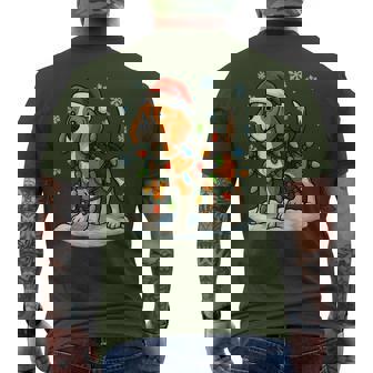 Christmas Lights Wrapped On Cute Puppy Beagle Dog Lover Men's T-shirt Back Print - Seseable