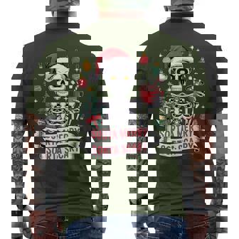 Christmas Santa Skeleton Hot Cocoa Sorta Merry Sorta Scary Men's T-shirt Back Print | Mazezy