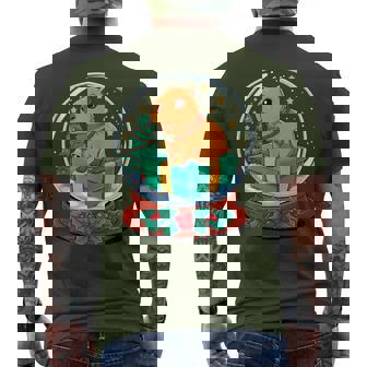 Christmas Snow Globe Capybara X-Mas Capybaras Men's T-shirt Back Print - Monsterry