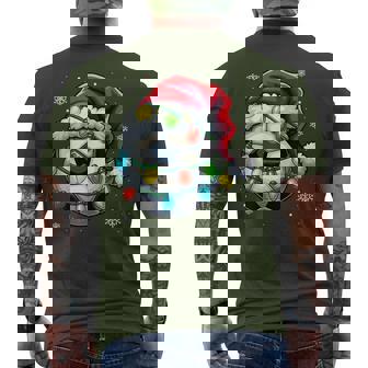 Christmas Soccer Ball Santa Hat Xmas Lights Boys Men's T-shirt Back Print - Thegiftio