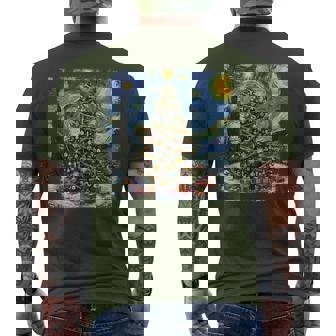 Christmas Tree Van Gogh Starry Night Christmas 2025 Men's T-shirt Back Print - Seseable