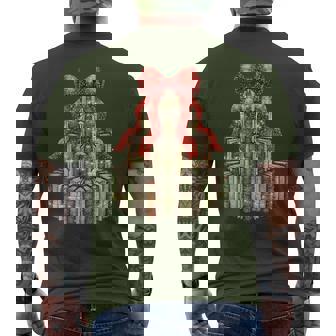 Coquette Bow Christmas Books Xmas Tree Librarian Men's T-shirt Back Print - Thegiftio