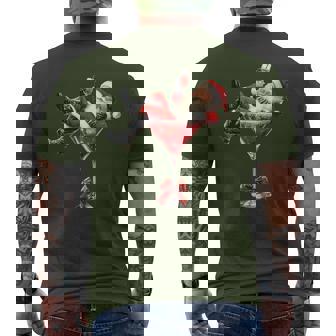 Coquette Bow Christmas Martini Santa Claus Xmas Drinking Men's T-shirt Back Print - Monsterry