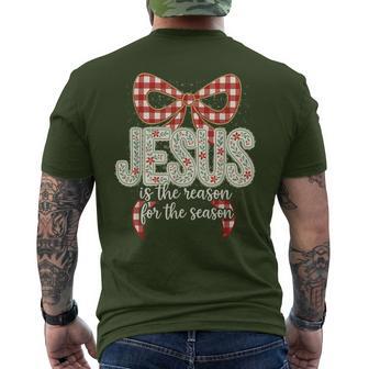 Coquette Christmas Jesus Jesus Is The Reason For The Season Men's T-shirt Back Print - Thegiftio