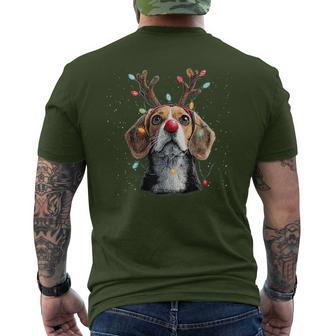 Cute Beagle Dog Reindeer Christmas Men's T-shirt Back Print - Thegiftio UK