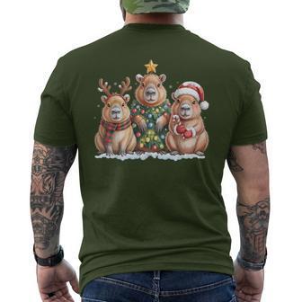 Cute Capybara Christmas Pajamas Xmas Pj Capybara Animal Men's T-shirt Back Print - Thegiftio UK