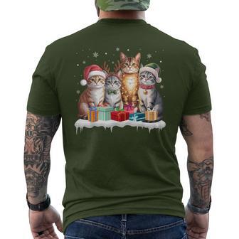 Cute Cat Christmas Tree Santa Xmas Lights Cats Kitten Lover Men's T-shirt Back Print - Thegiftio UK