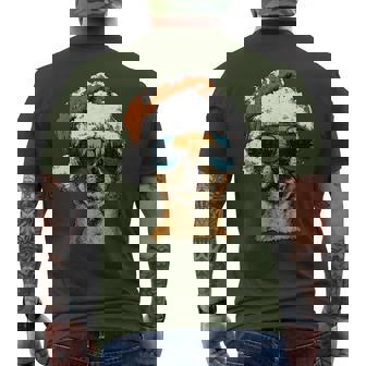 Cute Chihuahua With Sunglasses Santa Hat Christmas Dog Men's T-shirt Back Print - Monsterry