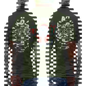 Cute Christmas Cat Santa Helper Merry And Bright Holiday Men's T-shirt Back Print - Monsterry