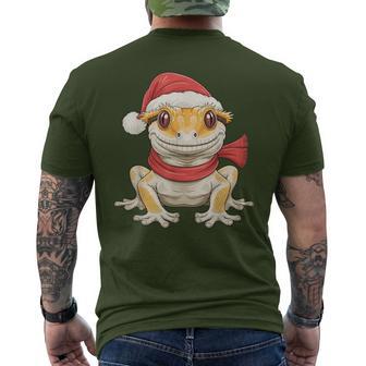Cute Christmas Crested Gecko Santa Men's T-shirt Back Print - Seseable