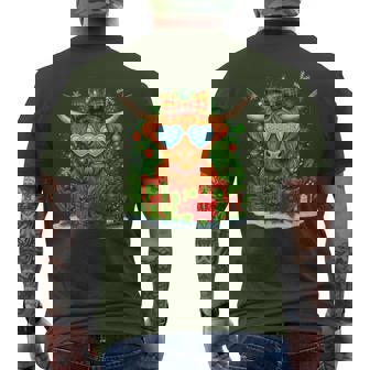 Cute Christmas Light Highland Cow Men's T-shirt Back Print | Mazezy