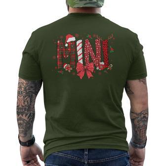 Cute Christmas Mini Plaid Leopard Bow Holiday Matching Men's T-shirt Back Print - Monsterry