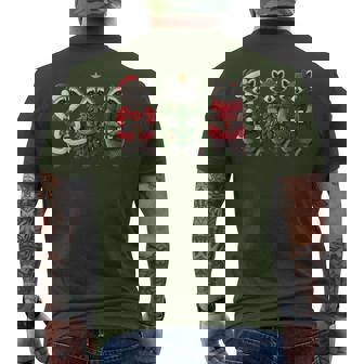 Cute Christmas Raccoon Trio Holiday Men's T-shirt Back Print | Mazezy