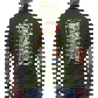 Cute Corgi Christmas Tree Santa Lights Dog Xmas Corgi Men's T-shirt Back Print - Thegiftio