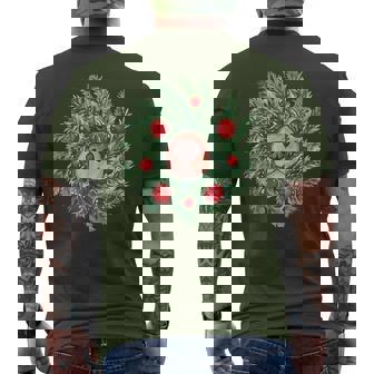 Cute Dog Nose Christmas Wreath Golden Retriever Dog Lovers Men's T-shirt Back Print - Monsterry