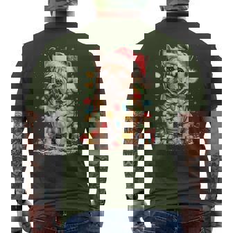 Cute French Bulldog Christmas Tree Santa Xmas Lights Dog Men's T-shirt Back Print - Thegiftio