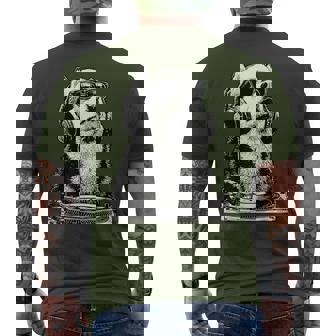 Cute Husky Dj With Sunglasses Santa Dog Christmas Music Men's T-shirt Back Print | Mazezy