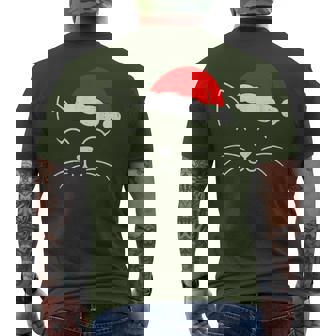 Cute Santa Cat Face Christmas Meow Kitty Pet Cat Lovers Xmas Men's T-shirt Back Print | Seseable CA