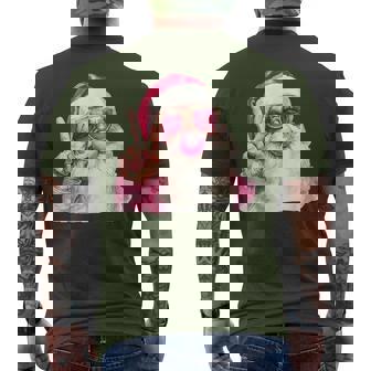 Cute Santa Christmas Blowing Bubble Gum With Pink Sunglasses Men's T-shirt Back Print | Mazezy