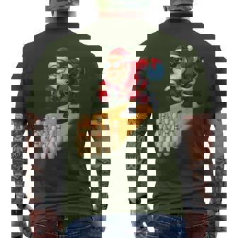 Cute Santa Playing Bowling Ball And Pins Bowler Christmas Men's T-shirt Back Print - Monsterry