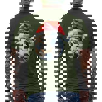 Cute Soccer Ball Christmas Santa Hat Holiday Men's T-shirt Back Print | Mazezy