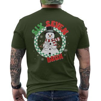 Dabbing Santa Snowman 6 7 Meme Christmas Six Seven Bruh Men's T-shirt Back Print - Monsterry