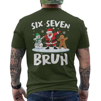 Dabbing Santa Snowman 6 7 Meme Christmas Six Seven Bruh Men's T-shirt Back Print - Thegiftio UK