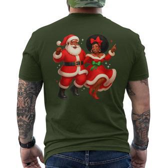 Dancing African Santa Mr Mrs Claus African American Xmas Men's T-shirt Back Print - Thegiftio UK