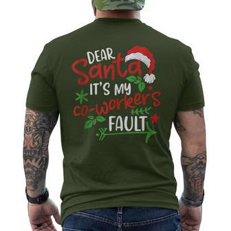 Dear Santa It's My Coworker's Fault Men's T-shirt Back Print - Thegiftio UK
