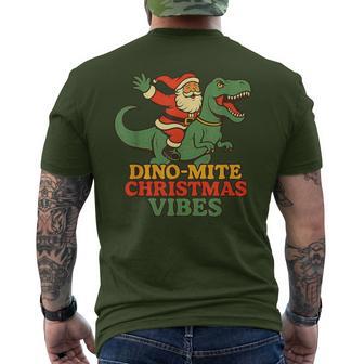 Dino-Mite Christmas Vibes Retro Santa Riding Dinosaur Men's T-shirt Back Print - Thegiftio UK