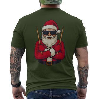 Drummer Christmas Santa Playing Drums Xmas Men's T-shirt Back Print - Thegiftio UK