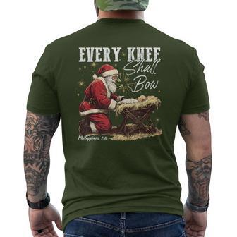 Every Knee Shall Bow Santa Christmas Nativity Scene Xmas Men's T-shirt Back Print - Thegiftio UK