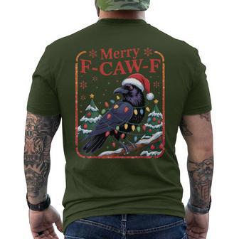 F-Caw-F Christmas Crow Xmas Goth Lights Santa Hat Raven Men's T-shirt Back Print - Thegiftio UK