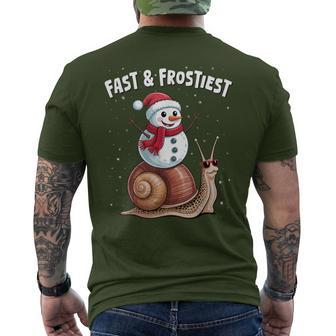 Fast & Frostiest – Christmas Snail Snowman Men's T-shirt Back Print - Thegiftio UK
