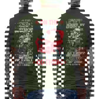 Feral Raccoon On The Naughty List And I Regret Nothing Xmas Men's T-shirt Back Print - Monsterry